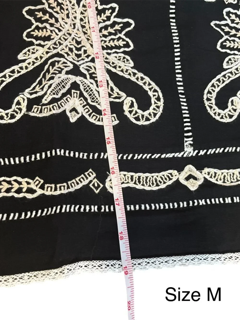 ZARA ZW Collection Embroidered Cotton Blouse NWT Medium Black Contrast Summer